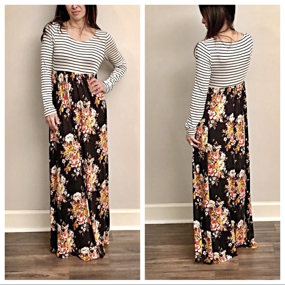 ✨LAST ONE ✨striped top floral skirt maxi dress - Picture 2 of 6